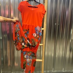 New with tags. Vince Camuto partially sheer floral dress